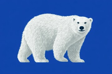 Fototapeta premium Majestic polar bear standing confidently against a striking blue backdrop symbolizing strength resilience and the vulnerability of wildlife in an ever-changing ecosystem