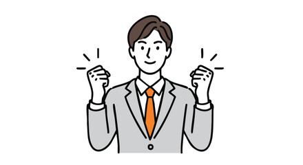 Enthusiastic young professional celebrating success with fists pumped in the air feeling empowered and confident