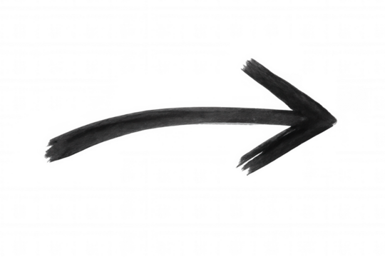 Hand-drawn arrow symbol is pointing to the right, indicating direction with dynamic brushstrokes on a transparent background - Powered by Adobe