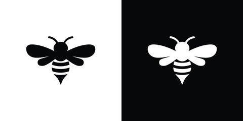 Bee Silhouette Icons in Black and White Simple Design Elements for Your Projects