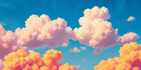 Vibrant comic book style cloud background in pop art colors, bold, pop art