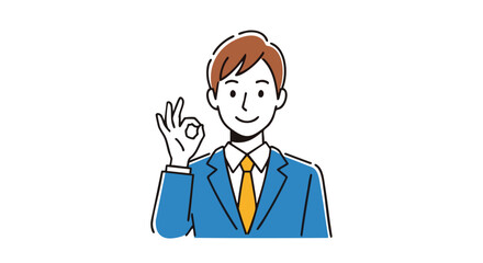 Confident businessman showing OK gesture with a smile, perfect for success and approval concepts
