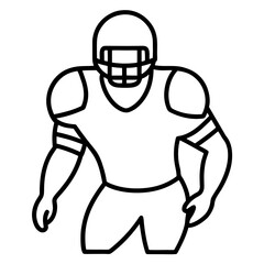 American football player in uniform and helmet standing ready for action silhouette