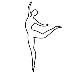 Elegant ballet dancer in a graceful pose with flowing lines and a minimalist silhouette