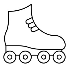 Simple black line art roller skate icon with four wheels silhouette