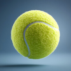 Floating yellow tennis ball on blue gradient background