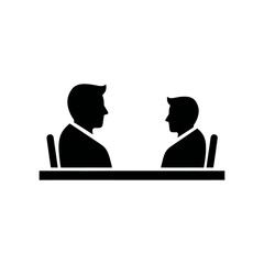 two Business people silhouettes of a man in suits are a vector illustration for a team meeting icon