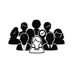 Social network concept with people icons and symbols for business communication and community building