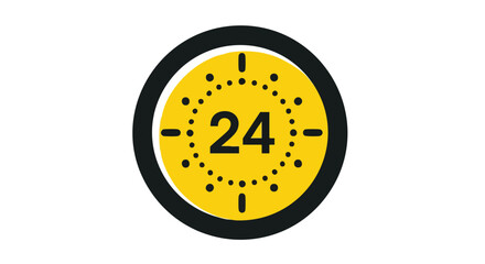 Dynamic 24 hour service icon symbolizing speed, efficiency, and round the clock availability