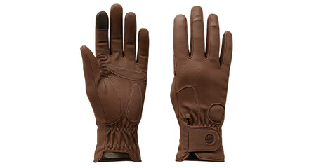 Pair of brown leather gloves isolated on transparent background, perfect for winter fashion and hand protection