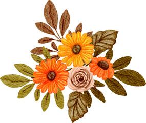 Autumn floral arrangement watercolor