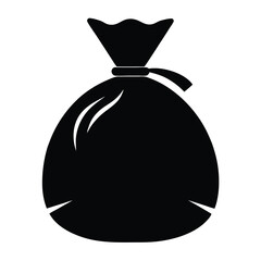 Black Trash Bag Icon for Waste Disposal