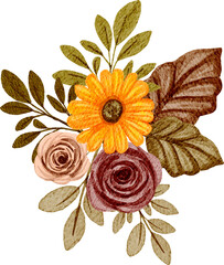 Autumn floral arrangement watercolor