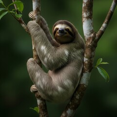 Fototapeta premium Sloth in Tree, Wildlife Portrait, Nature, Arboreal Animal