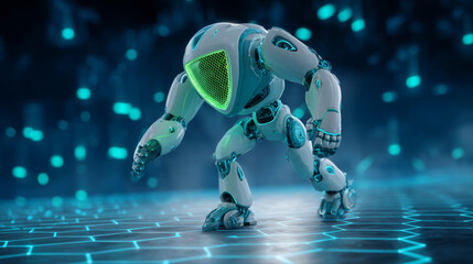 Futuristic robot movement digital environment 3d animation sci-fi concept dynamic perspective