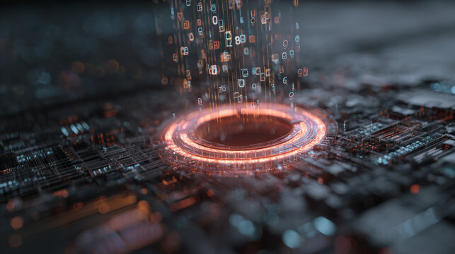 Dynamic data stream digital realm 3d visualization technological environment macro view concept of kornwit