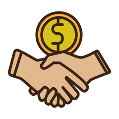 Handshake Financial deal agreement with coin icon