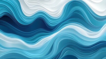 Abstract wavy layered background in shades of blue and white.