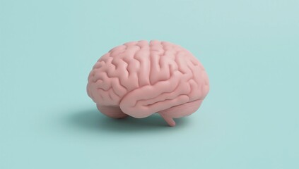 minimal pink brain on blue background