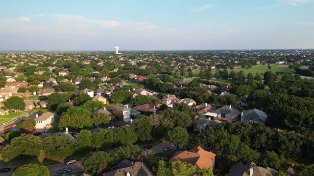 Aerial of Neighborhood in Allen, Texas Suburb