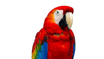 Naklejka premium Close-up of a vibrant scarlet macaw