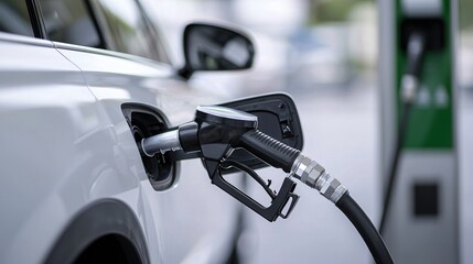 hydrogen car parked at Hydrogen Refueling Station while fueling.
