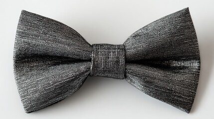 Close-up of a gray textured bow tie