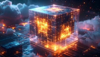 Innovative digital cube, concept for future technology, connectivity