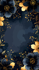 Elegant Floral Arrangement with Gold Accents on Dark Background.
