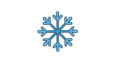 Fototapeta premium Cartoon blue snowflake on a white background, representing winter.