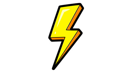 Bright yellow lightning bolt with black and orange outlines.