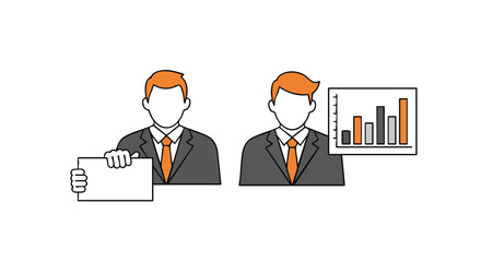 Businessmen showcasing business growth and success with charts and graphs in a modern presentation