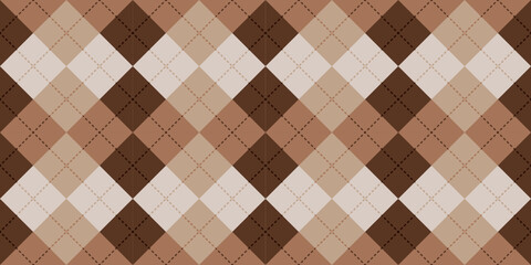 Vector seamless brown argyle checkerboard pattern
