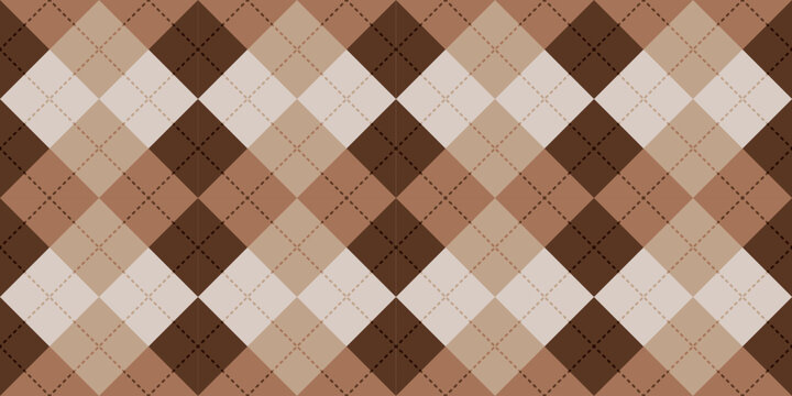 Vector seamless brown argyle checkerboard pattern
