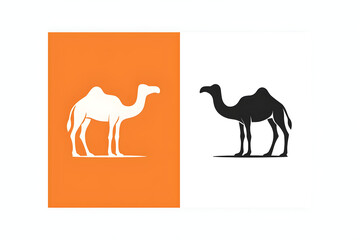 Camel Silhouette Logo Design in Black and White and Orange | Animal Icon for Travel, Desert Tours and Middle East Branding