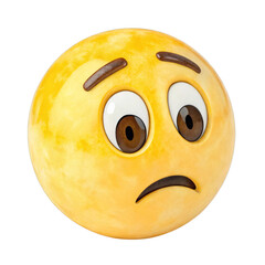 Fototapeta premium Watercolor Worried Emoji Face Isolated on Transparent Background