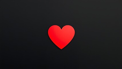 An abstract red heart shape on a matte black background, emphasizing minimalist design with negative space.