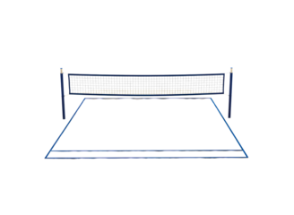 Volleyball net and court lines isolated on transparent background