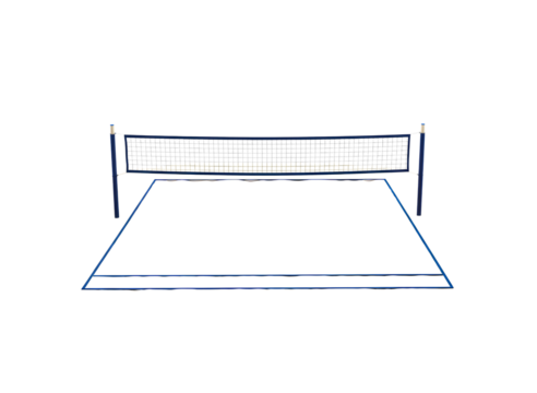 Volleyball net and court lines isolated on transparent background