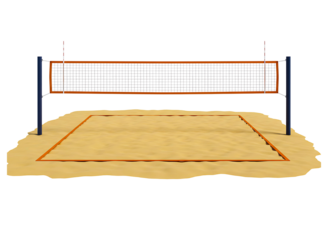 Volleyball net and court lines isolated on transparent background