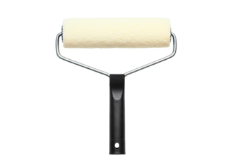 Paint roller with black handle isolated on transparent background