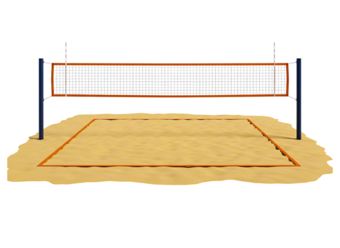 Volleyball net and court lines isolated on transparent background - Powered by Adobe