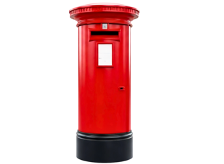 Classic red british post box isolated on transparent background