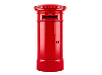 Classic red british post box isolated on transparent background