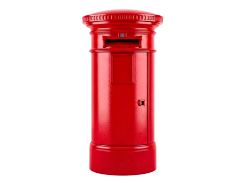 Classic red british post box isolated on transparent background