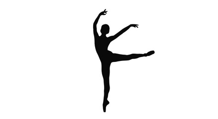 Ballet dancer ballerina silhouette elegant dance pose graceful motion vector illustration classical performance art white background
