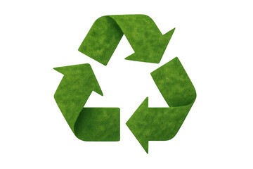 Obraz premium Green grass recycling symbol representing eco-friendly sustainability efforts against clean transparent backdrop