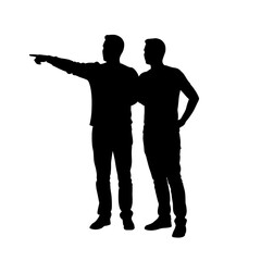 Business People Silhouette Icon Set – Walking and Talking Vector Illustrations