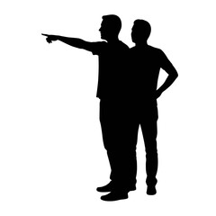 Business People Silhouette Icon Set – Walking and Talking Vector Illustrations