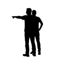 Business People Silhouette Icon Set – Walking and Talking Vector Illustrations